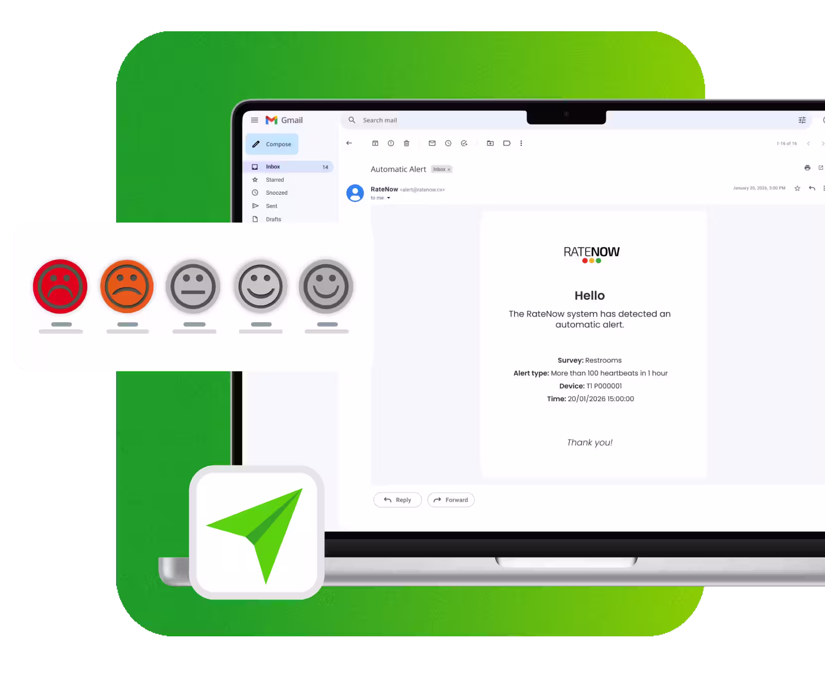 Notifica di avviso via email - RateNOw